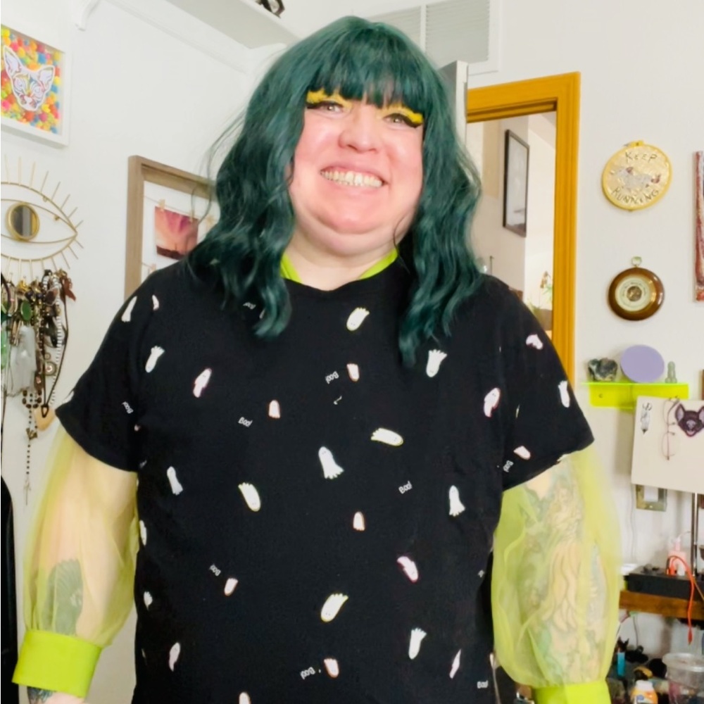 Halloween Ghost Boo T with neon outline